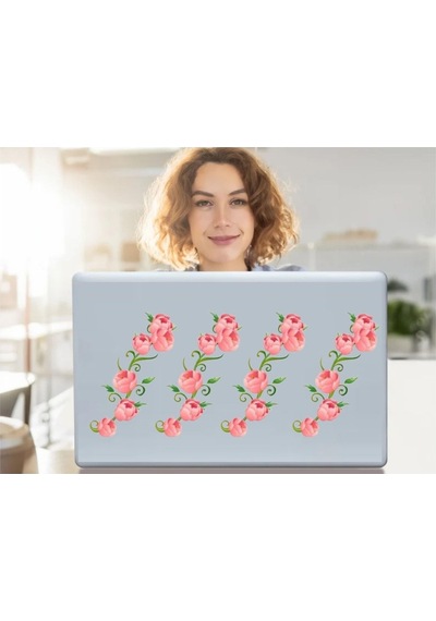 Defter Sticker,laptop Sticker Pembe Güllü Pvc 70x50x0,5cm