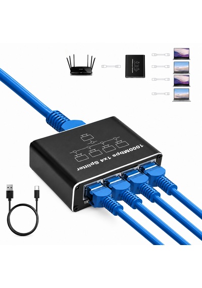 1000mbps Gigabit Ethernet Splitter 1 Giriş 4 Çıkış Rj45 Ağ Paylaştırıcı