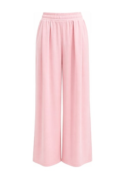 Mixray 2093 Kadın Dökümlü Bluz Geniş Paça Pantolon İkili Takım Pembe