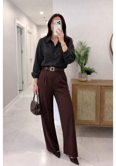 Lijuri Siyah Oversize Keten Gömlek 3510