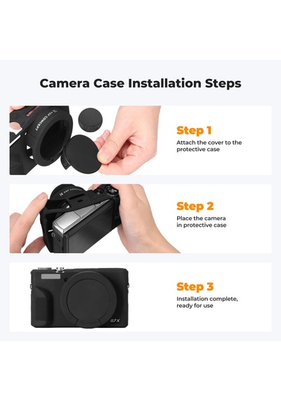 K&f Concept K&f Canon G7x Mark Iıı Uyumlu Silikon Kılıf + Ekran Koruyucu / Siyah Black