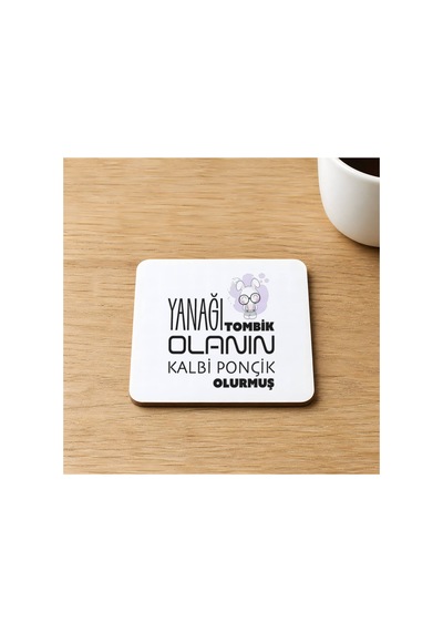 Yanağı Tombik Olanın Baskılı 9x9 Cm Kare Mdf Bardak Altlığı Ahşap Çok Renkli