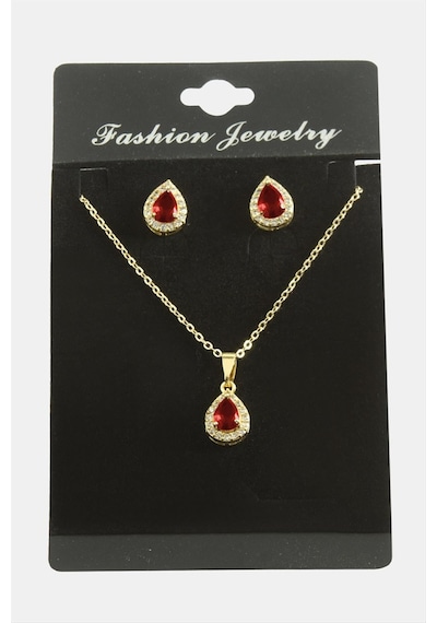 Damla Zirkon Taşlı Set Kolye Çok Renkli 77185950