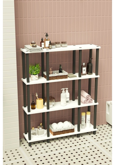 Ravina 4 Katlı Banyo Düzenleyici Çok Raflı Banyo Organizeri Çok Amaçlı Banyo Düzenleyici Beyaz