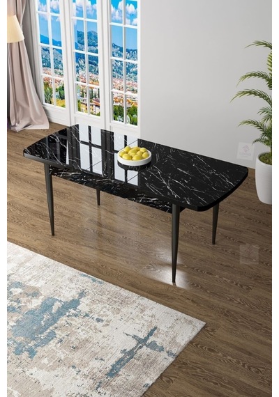 Canisa Concept Zen Serisi 80x132 Mdf Açılabilir Siyah Mermer Desen Masa Takımı Ve 4 Kiremit Sandalye Siyah Canisa Concept Zen Serisi 80x132 Mdf Açılabilir Siyah Mermer Desen Masa Takımı Ve 4 Kiremit Sandalye Siyah