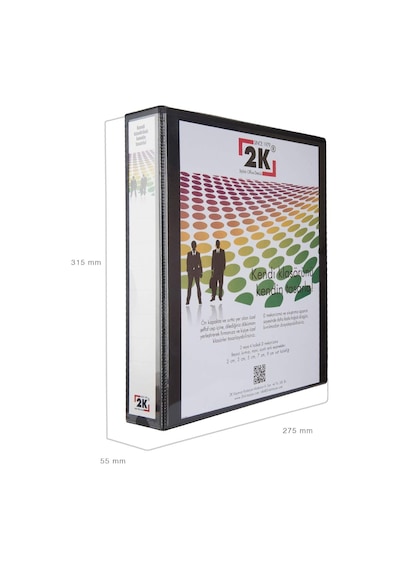 2k 05-2d-s 2 Halka D Mekanizmalı Klasör Kutu İçi, Siyah, 5 Cm, 10 Adet