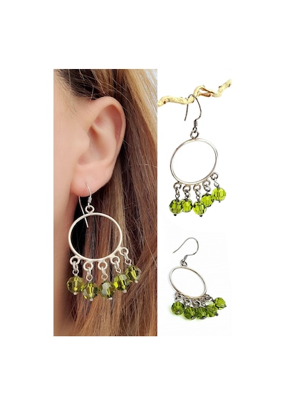 Peridot Taşlı 925 Ayar Gümüş Tasarım Küpe