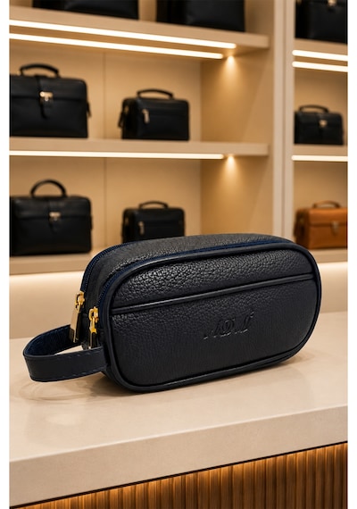 Vıatox Ar-01 Erkek Siyah Suya Dayanıklı Suni Vegan Deri Traşlık Bakım Seyahat El Çantası Portföy/clutch Lacivert