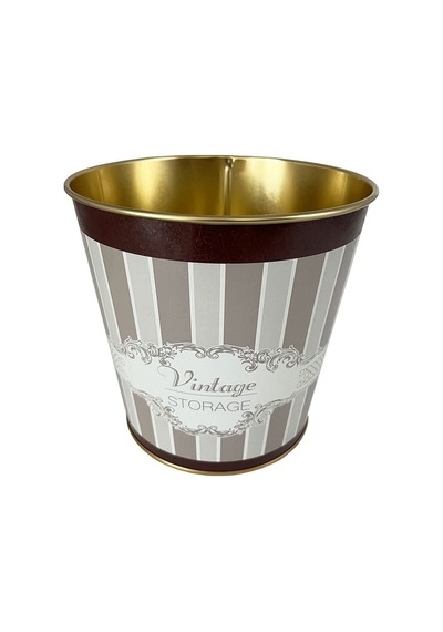 Metal Popcorn Kutusu - Patlamış Mısır Kovası 13.5 Cm, Elegance Er149-8b Desenli