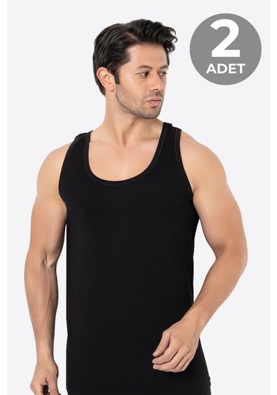 Arma Yıldız Erkek Siyah Bambu Atlet 2'li Paket Yumuşak Esnek İnce Kumaş Nefes Alan Atlet Siyah