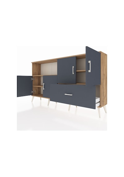 Arges Konsol 4 Raflı Tek Çekmeceli 4 Kapaklı 176x30x99 Çam-antras Çam-antrasit Arges Konsol 4 Raflı Tek Çekmeceli 4 Kapaklı 176x30x99 Çam-antras Çam-antrasit