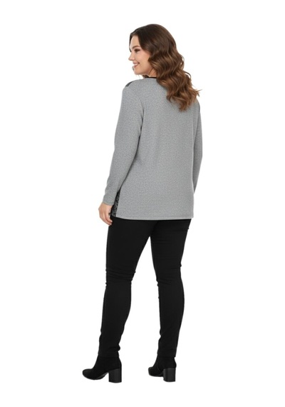 Baglan Kadın Yumoş Taşlı Baskılı Bluz Bgl-st05068 Gri
