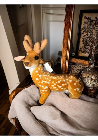 Sevimli Ren Geyiği Peluş 35 Cm - Özel Gün Hediyesi Uyku Ve Oyun Arkadaşı Peluş Oyuncak SARI