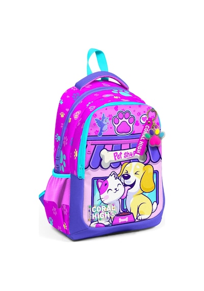 Coral High Kedi Köpek Desenli Kız Çocuk İlkokul Çantası ve Günlük Sırt Çantası