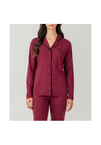 Pierre Cardin Pıercardın Bayan Yetişkin Gömlek Pijama Takımı Gül Kurusu bordo
