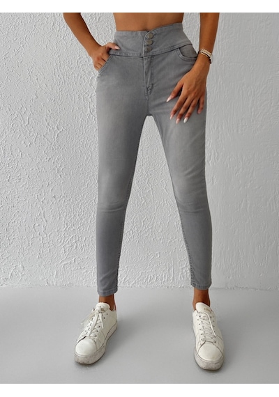 Veraura Lifestyle Yüksel Bel Likralı Kot Pantolon Gri
