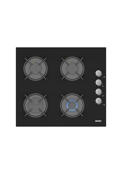 Simfer 3500-N 60CM Ankastre Siyah Cam Ocak 4G Emaye Izgara