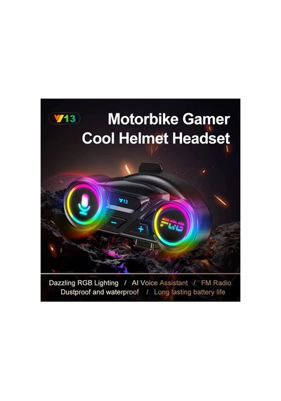 Y13 Motor Kask Kulaklık Rgb Modlu Radyolu Motosiklet Kulaklık 5.3 Bluetooth Intercom 00576557