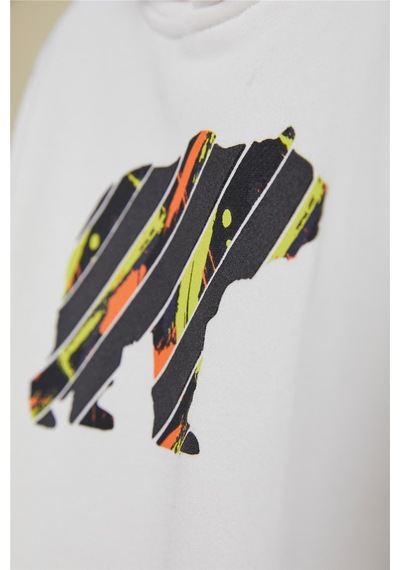 Bad Bear Mono Beyaz Çocuk Kapüşonlu Sweatshirt-Off-Whıte Çok Renkli