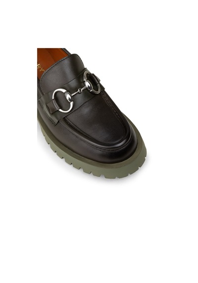 Deery Kadın Yeşil Hakiki Deri Tokalı Loafer - 02037zyslc01