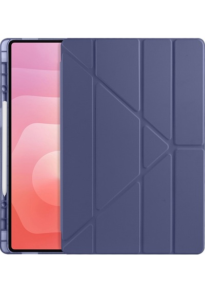 Samsung Uyumlu Galaxy Tab S11 Ultra Kılıf Tri Folding Kalem Bölmeli Standlı Arka Kapak