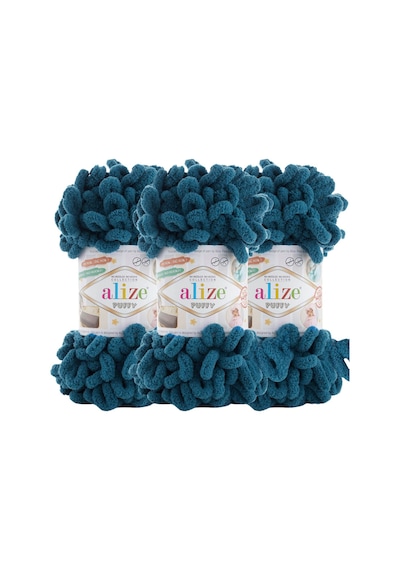 Puffy 3 Lü Paket El Örgü İpi - Şişsiz 100g X 3 Adet Renk No: 646 - Petrol