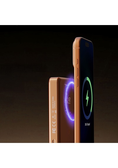 Lenyes Pw1018d 35w Dijital Led Göstergeli Qi2 Teknolojili Wireless Powerbank 25w 10000mah Turuncu