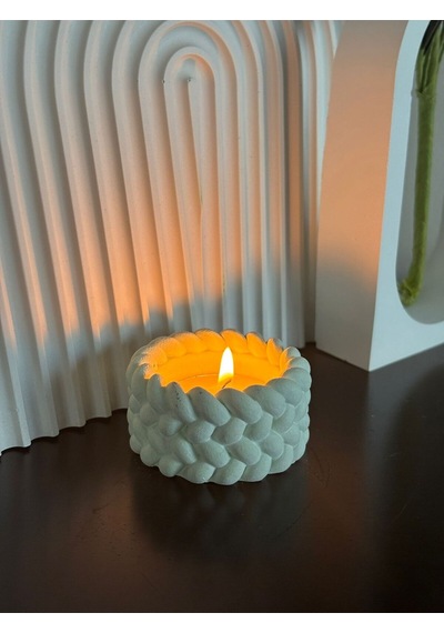 Bernami Mum Pinterest Tekli Tealight Mumluk Beton Örgü Desenli Diğer
