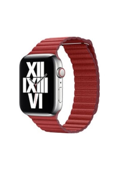 Apple Watch Uyumlu Ultra 49mm Kordon Krd-09 Deri Lop Strap Kayış - Kırmızı