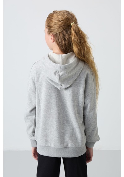 Fermuarlı Pamuklu 2li Paket Siyah-gri Melanj Kız Çocuk Sweatshirt - 75149 Siyah - Gri