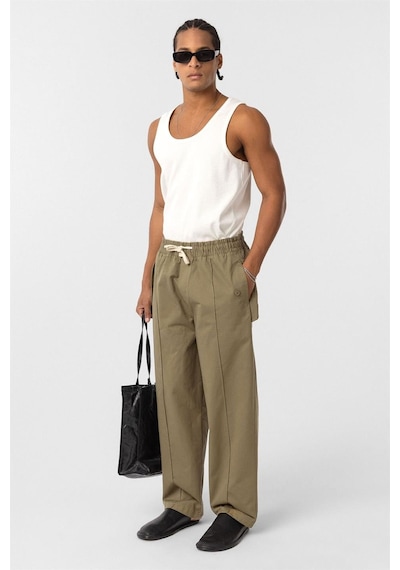 Vamos Bağcıklı Baggy Gabardin Pantolon Haki