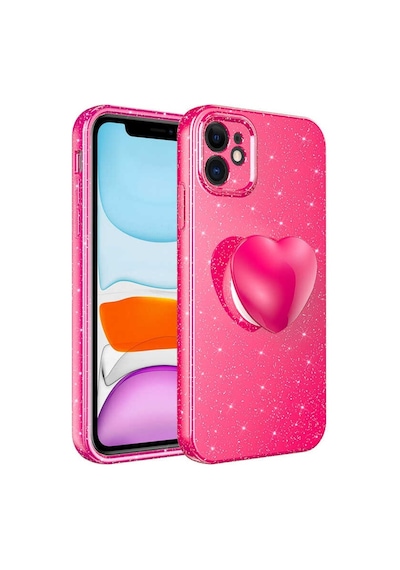 Apple Uyumlu iPhone 11 Kilif Simli Pop Soketli Kalp Kapak 553933565