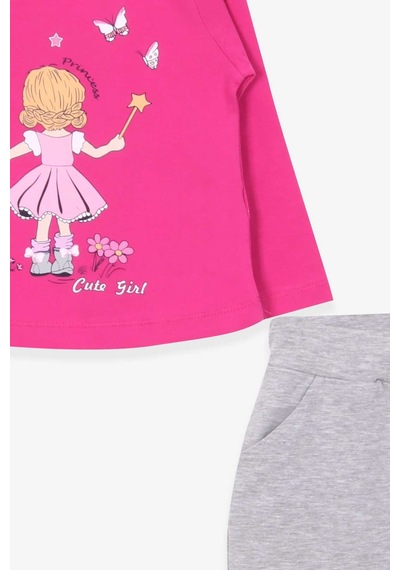 Breeze Kız Çocuk Taytlı Takım Prenses Kız Baskılı 1-4 Yaş, Pembe