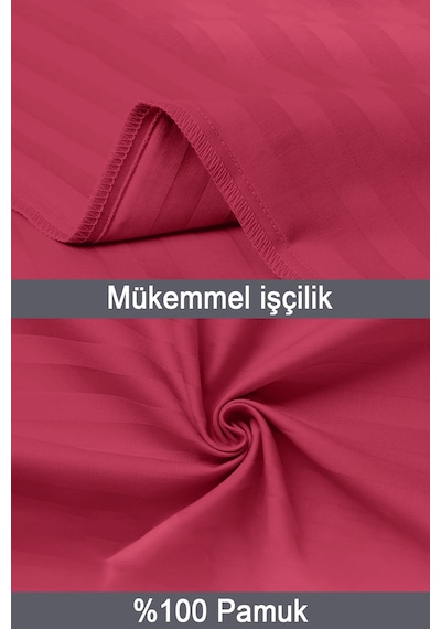 Vionel Home Pamuk 2’li Çizgili Saten Yastık Kılıfı 50 x 70 cm