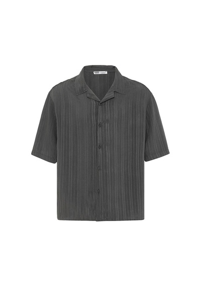 Oversize Modal Kumaş Şort Gömlek Takım Antrasit