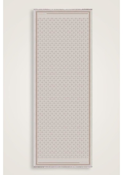 İmannooor Karanfil Monogram Bej İpek Şal 68x200