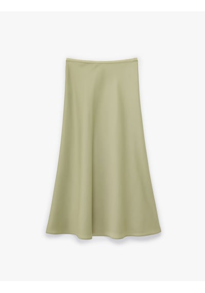 Koton Regular Fit Balık Kesim Midi Etek Haki 6sak70031pw