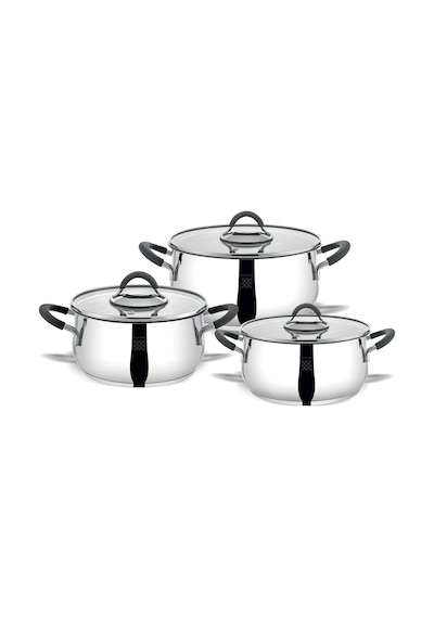Serenk Modernist 6 Parça Çelik Tencere Seti, 18/10 Paslanmaz Çelik, 18-22-26 Cm