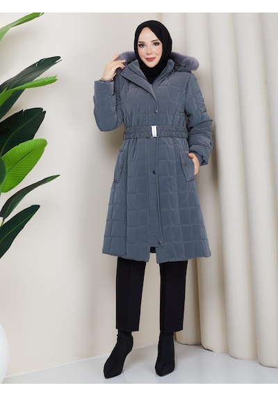 Eslemnur Nova Kumaş Şişme Mont 100cm Füme