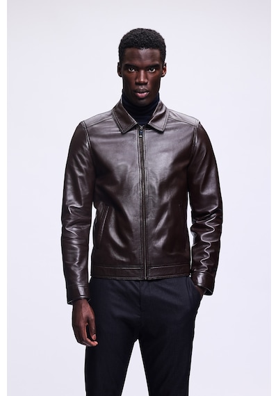 Hatemoğlu Siyah Slim Fit Bebe Yaka 100% Hakiki Deri Mont 33000 Siyah