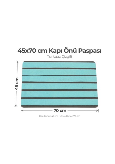 Delta Cc007a Turkuaz Çizgili Kaymaz Taban Su Geçirmez Yıkanabilir Kapı Önü Paspası 45x70 Cm