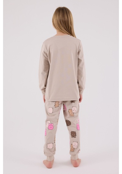 Rolypoly Kız Çocuk Krem Pijama Takımı KREM