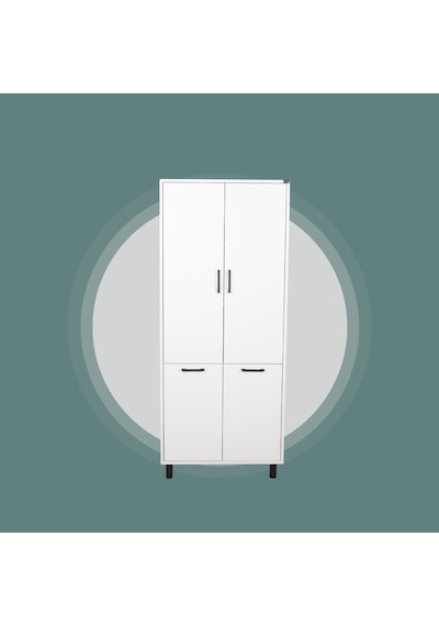 Çift Çamaşır Sepetli Banyo Dolabı Beyaz