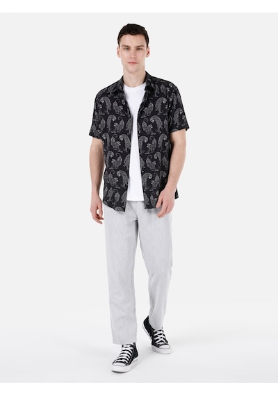 Colin's Colins Normal Kesim Shirt Yaka Siyah Erkek Kısa Kol Gömlek Siyah