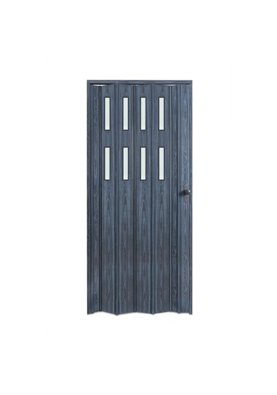 Faran Dekorasyon 87 x 215 Antrasit Renk Camlı Pvc Akordiyon Kapı - FRNAKMODEL-0-42