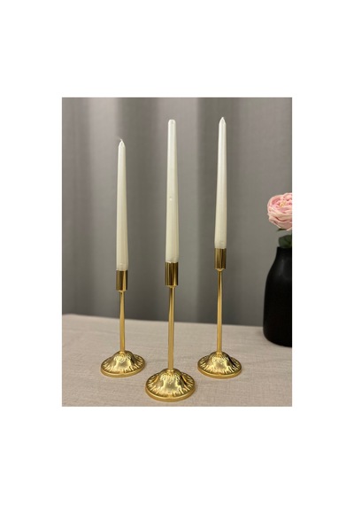 Gold Rengi Rory 3'lü Metal Şamdan & Mumluk Seti Altın - 805652319 Altın