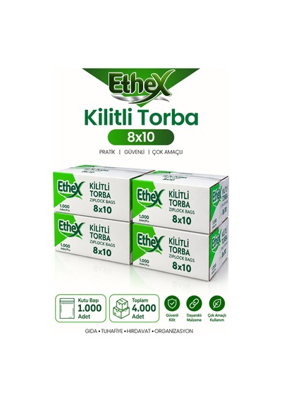 Kırmızı Şeritli Kilitli Torba 8x10 Cm 4000 Adet 4 Kutu - Gıda Uyumlu, Dayanıklı Ve Kullanışlı - 687106114