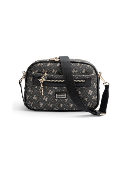 Silver & Polo Silver Polo Füme - Siyah Monogram Kadın Çapraz Çanta Sp1297