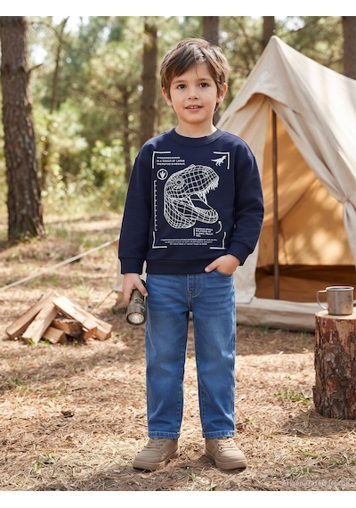 Civil Boys Cyber Trex Baskılı 2-5 Yaş Sweatshirt Km - Lacivert