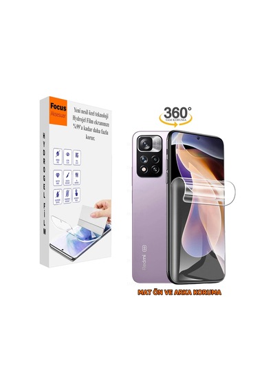 Redmi Note 11 Pro Uyumlu 2in1 Kırılmaz Cam Özel Kesim Mat Hydrogel Film